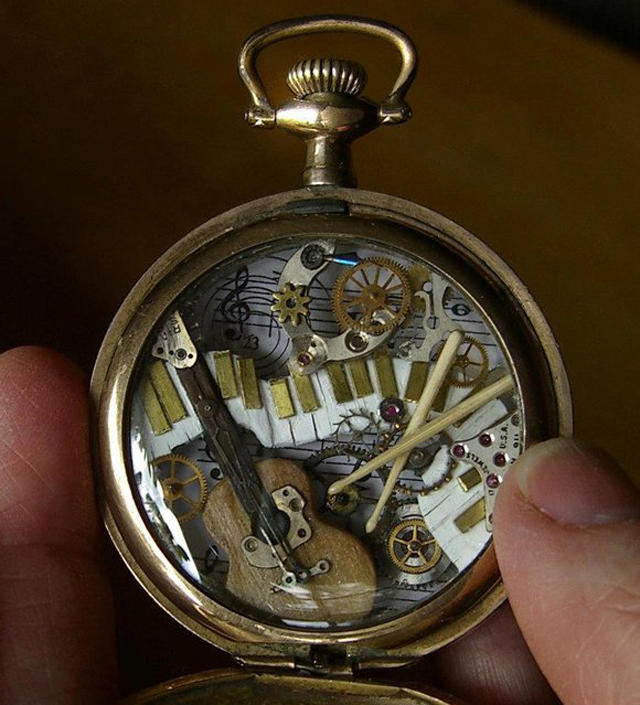 Tiny Sculptures Made form Old Watch Parts