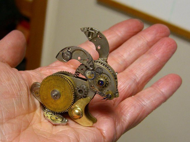 Tiny Sculptures Made form Old Watch Parts