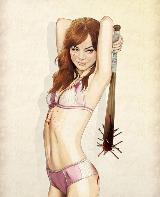 Sexy Illustrations of Starlets Wielding Dangerous Weapons 