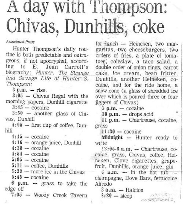 Hunter S. Thompson's Daily Routine Was Insane!