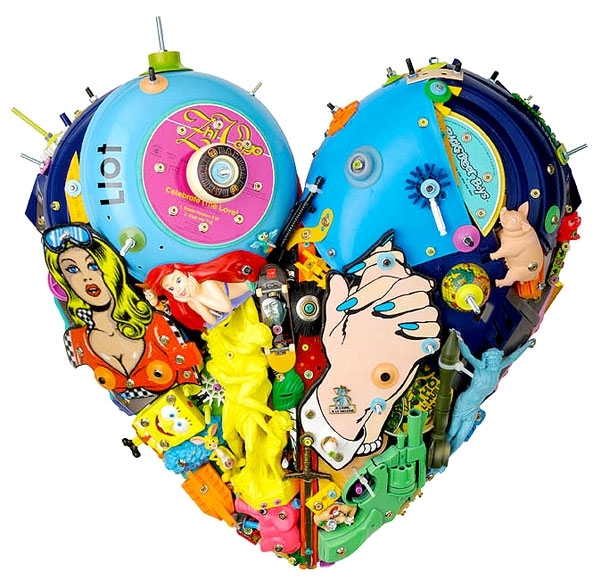 Gigantic Love Hearts Created From Pieces Of Pop Culture