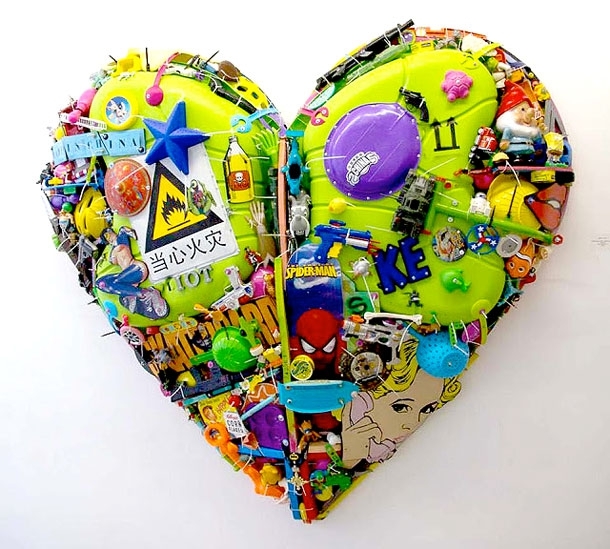 Gigantic Love Hearts Created From Pieces Of Pop Culture