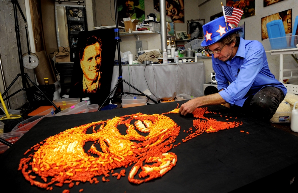 Unbelievable Cheetos Portrait Of Romney And Obama!