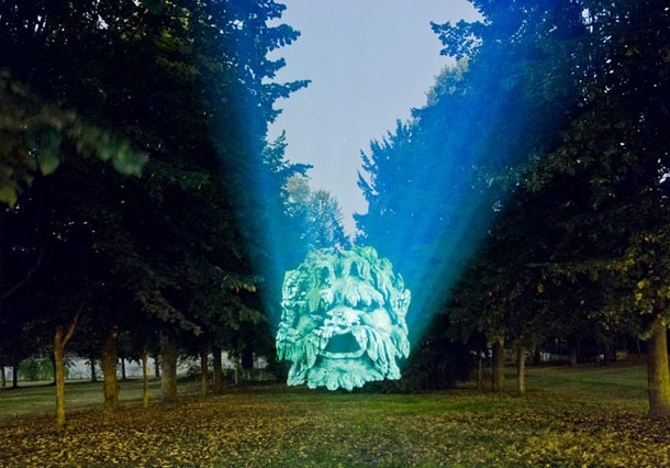 Stunning 3D Gargoyle Heads Projected Onto Trees