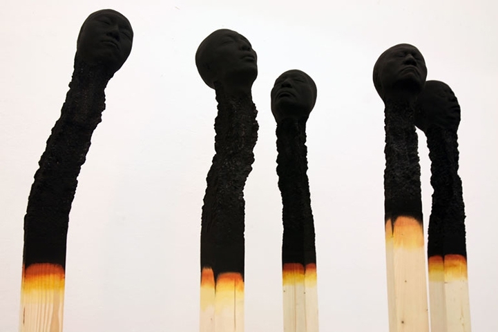 Giant Matchsticks Feature Eerie Human Faces