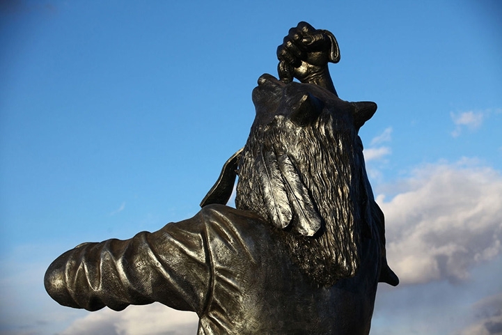 Striking Half Man/Half Wolf Sculpture in Mongolia