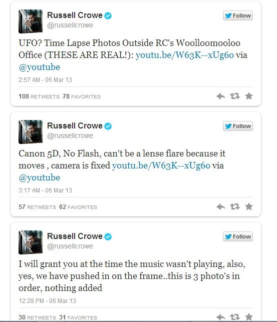 Russell Crowe Wants You to Believe He Has Evidence of a UFOs