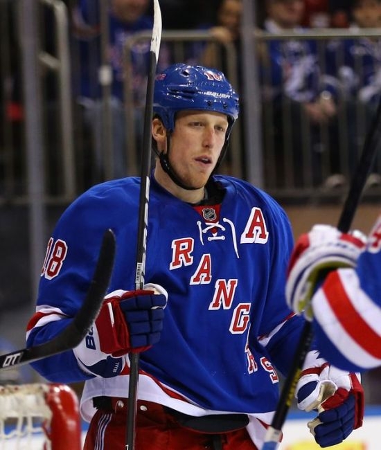 Marc Staal Takes Puck to the Face