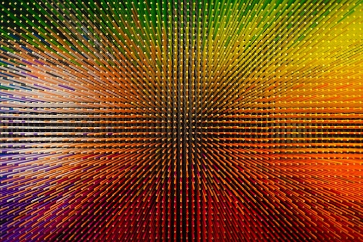 14-Foot Wall Built Out of 12,000 Colorful Pencils 