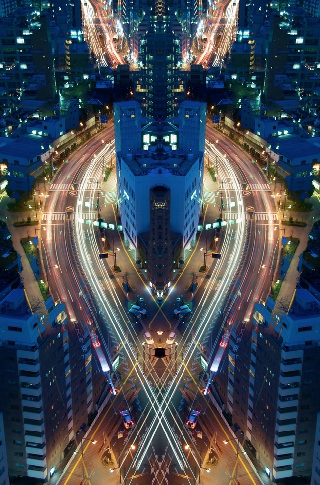 Magnificent Mirror Symmetry Long Exposures of Nighttime Japan