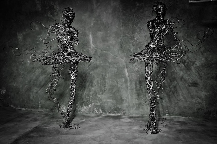 Unraveling Steel Ballerina Sculptures Symbolize Mortality