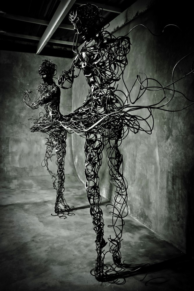 Unraveling Steel Ballerina Sculptures Symbolize Mortality