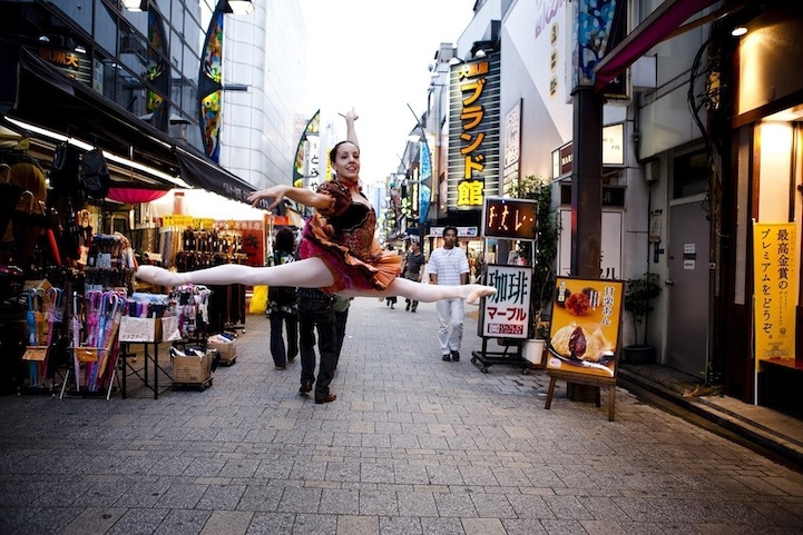 Beautifully Elegant Dancers Pose Along City Streets