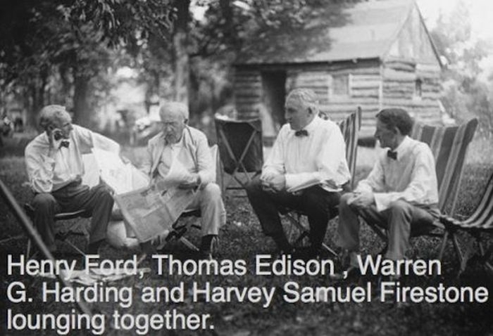 Henery Ford, Thomas Edison, Warren G. Harding, Harvey Samuel Firestone 