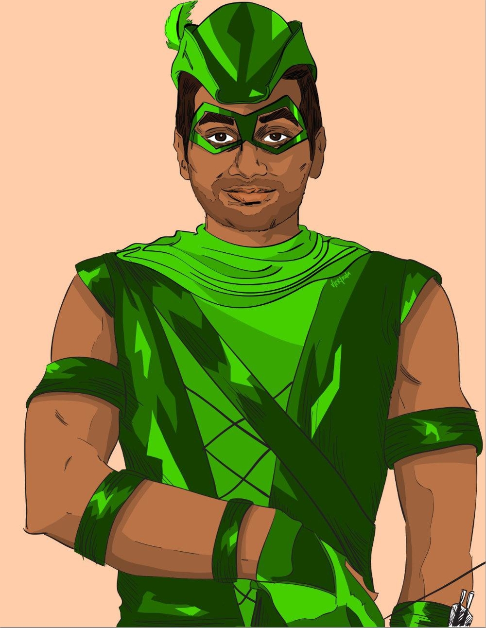 Tom Haverford as The Green Arrow