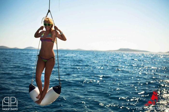 Cute Girl On Boat Rope 