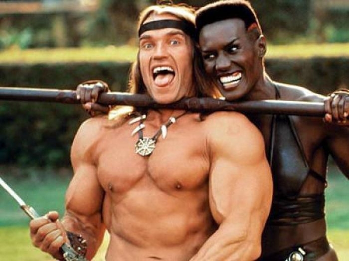 Arnold Schwarzenegger & Grace Jones - Conan set