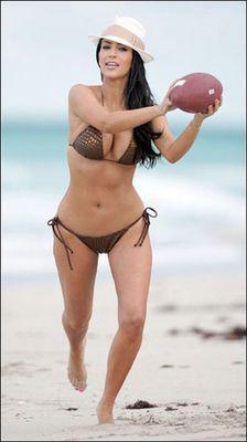 Kim Kardashian Football At The Beach 