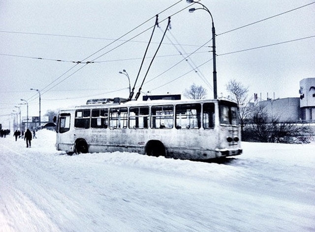 Public Transit Covered In Snow 
