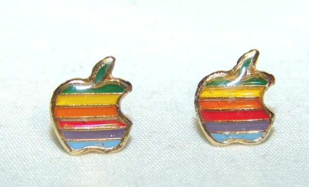 Authentic '80s Apple Logo Rainbow Earrings, $109.99