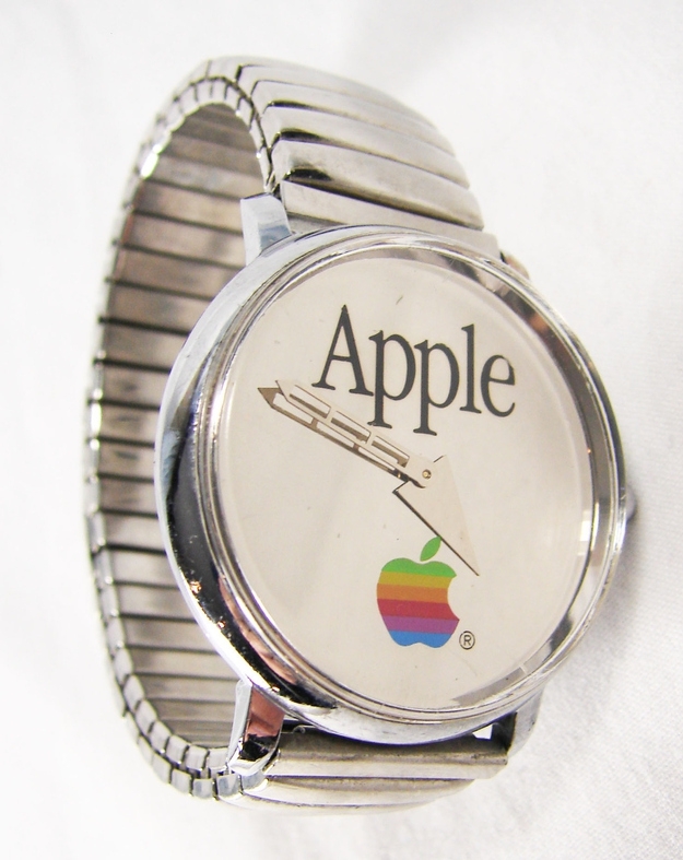 1990s Stainless Steel European Apple Rainbow Logo Wrist Watch, $299.99