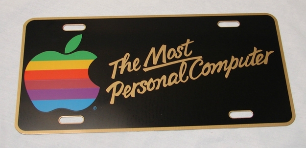 Vintage '80s Apple Computer "Most Personal Computer" License Plate, $149.99