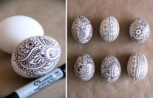14. Sharpie Doodle Easter Eggs