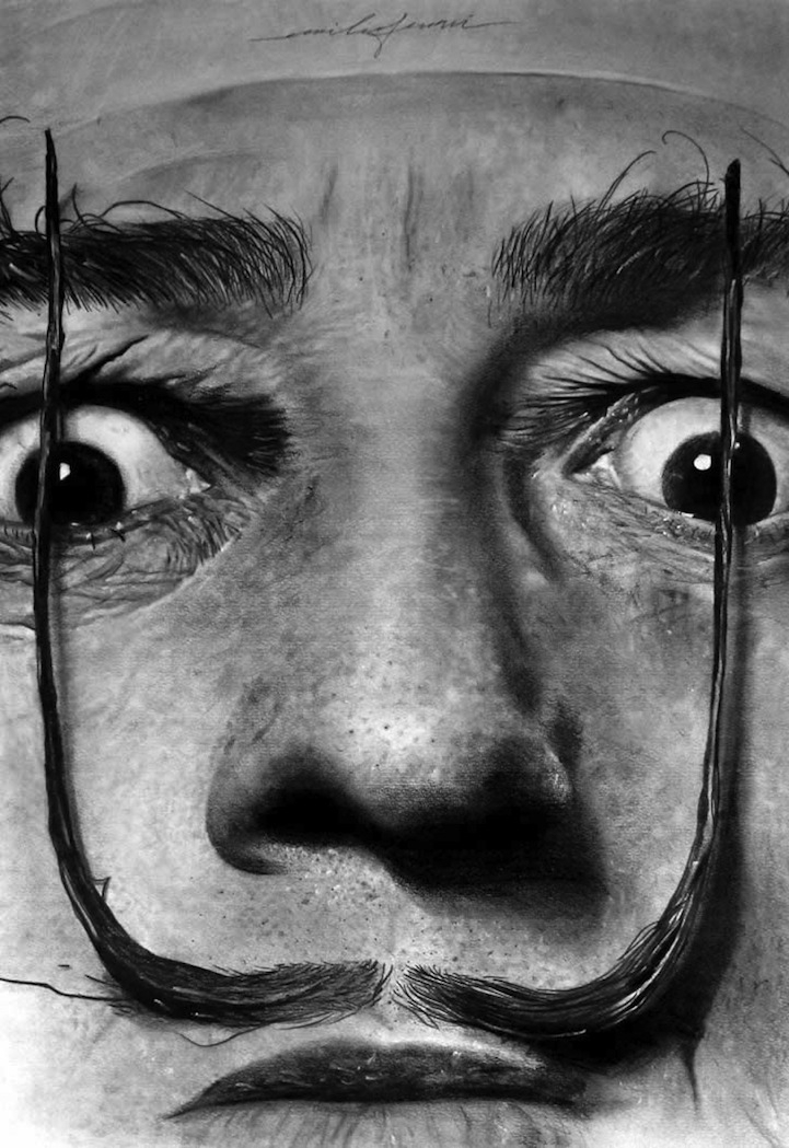 Dali portrait charcoal drawing