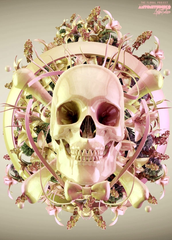 Skull And Cross bone Flowers 