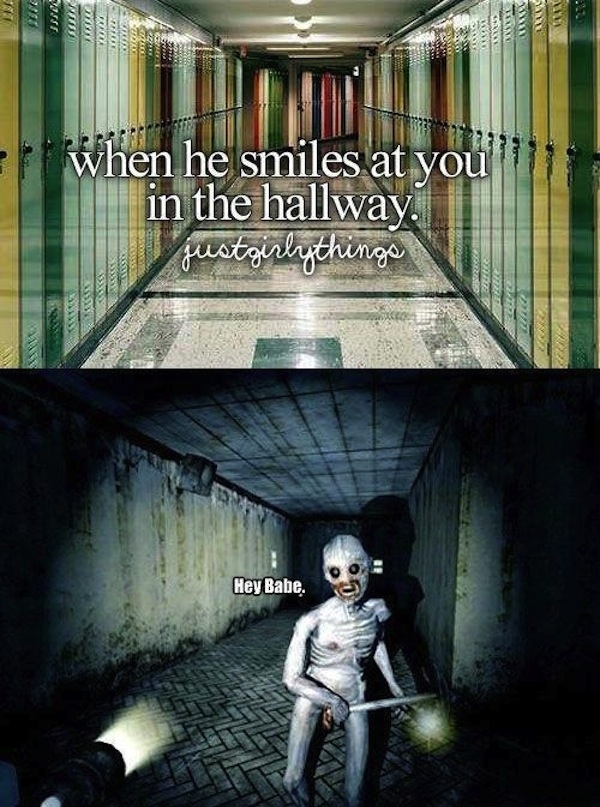 Smiling In A Hallway 