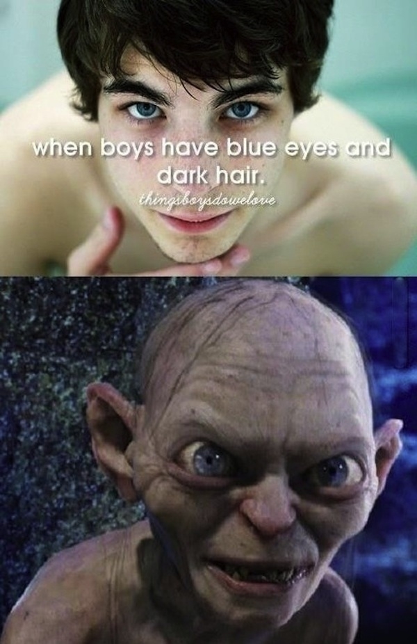 Blue Eyes, Dark Hair 