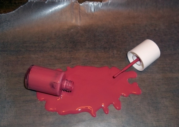 Terrify your mom/roommate/boyfriend with fake spilled nail polish. All you need is wax paper. 