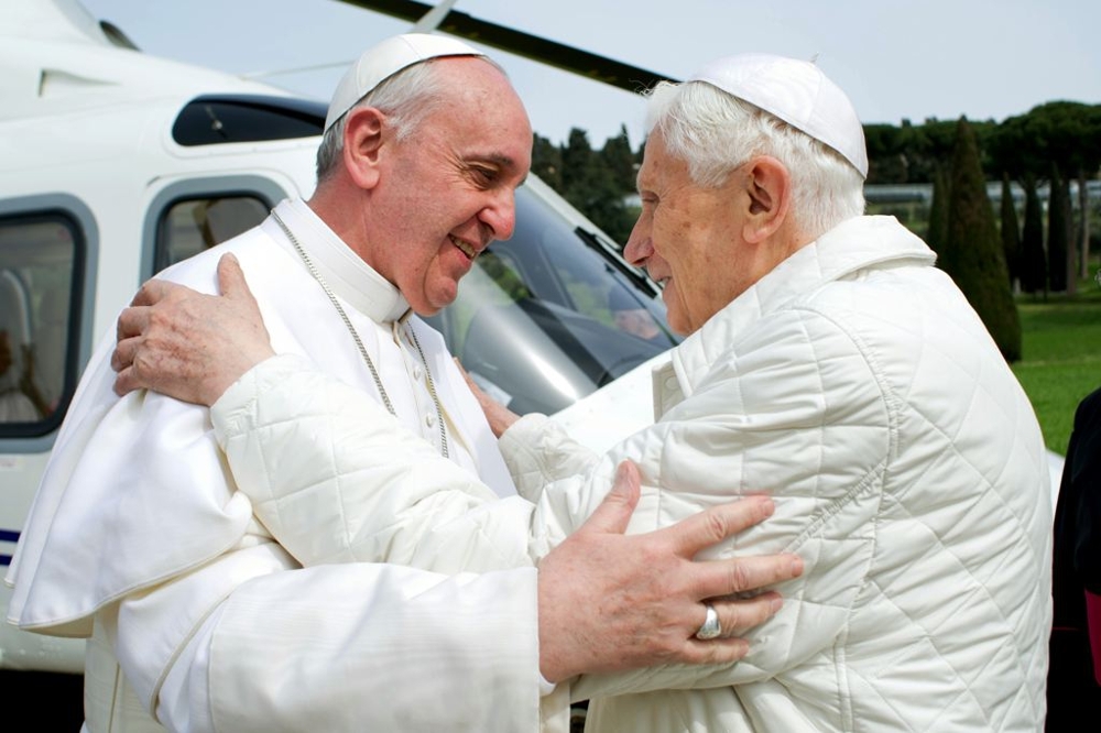 Pope Francis and Pope  Benedict XVI Meet Face To Face 