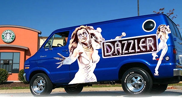 Blue dazzling van