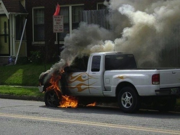 Flame painted car on fire 