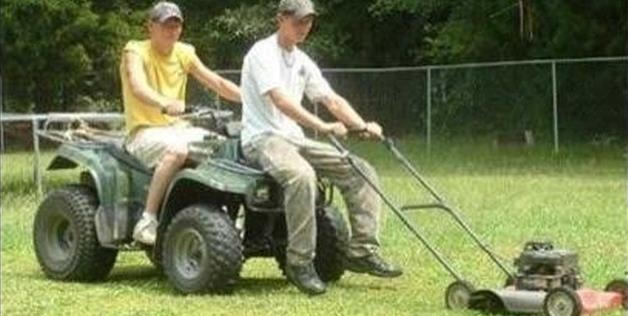 mowing teamwork 