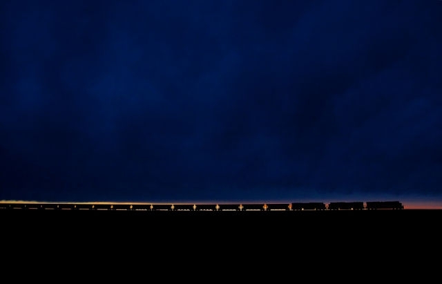 Coal train at sunset