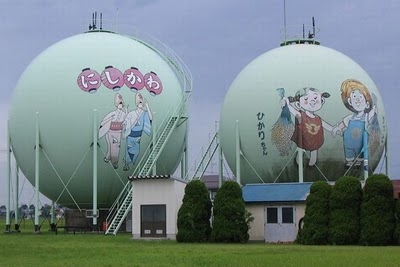 A gas tanks with  drawings in Japan