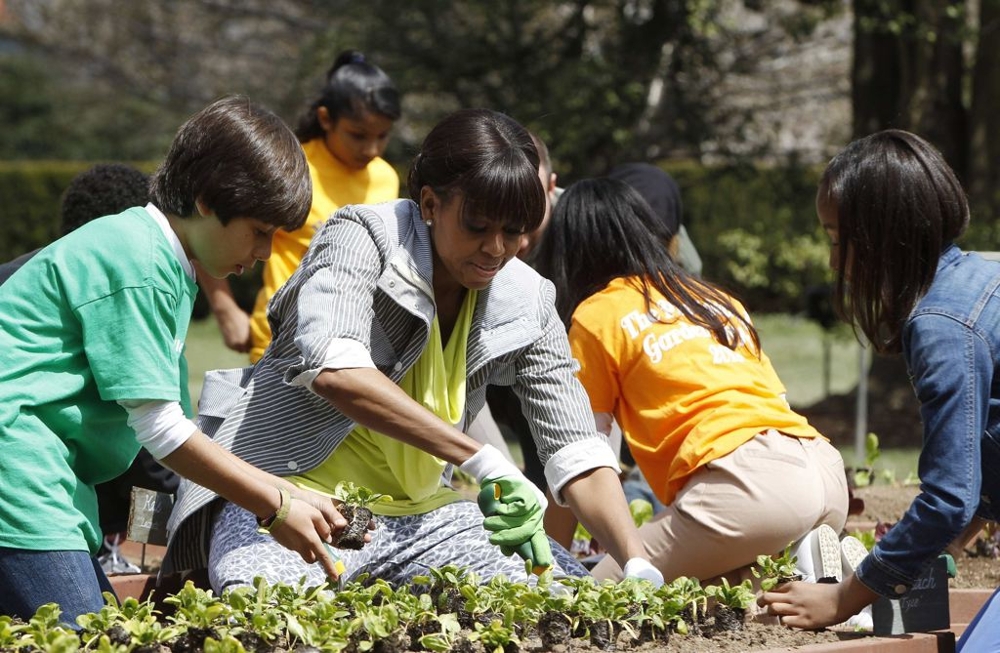 Michelle Obama Plants White House Garden 