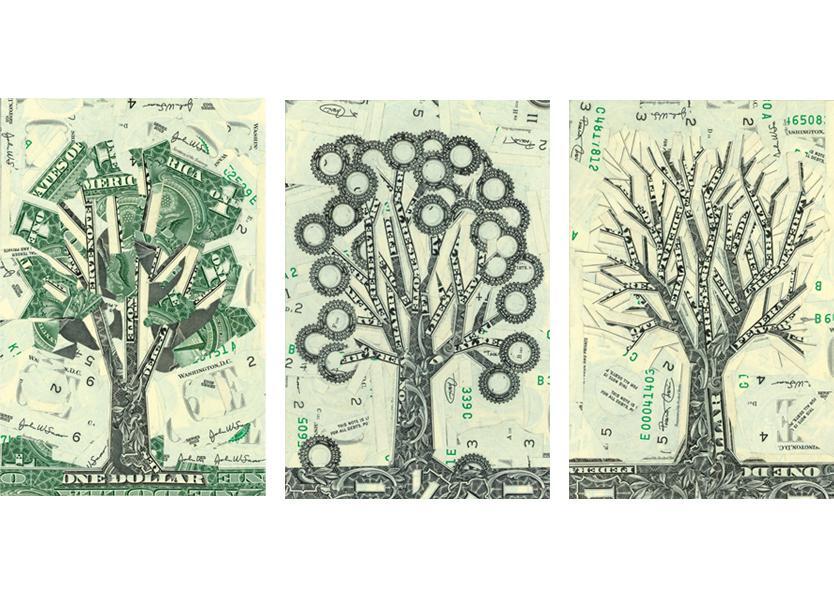 Beautiful Collages Made of Dollar Bills 