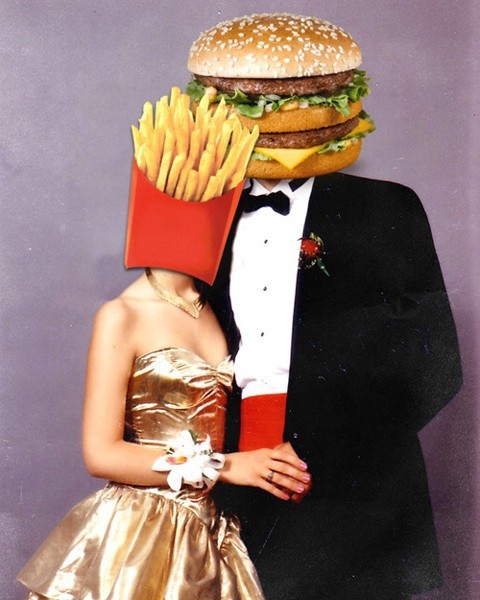 Hamburger and fries 
