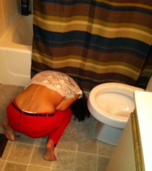 Passed out close to the toilet 