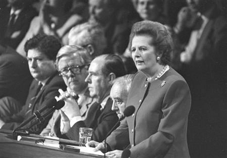 Thatcher Speaking at the podium 