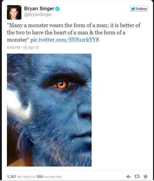 Bryan Singer Tweets New Look For Beast in ‘X-Men: Days of Future Past’