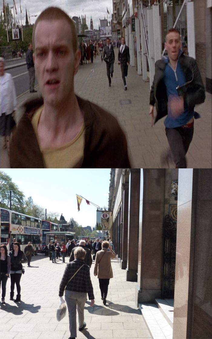 Trainspotting places then and now