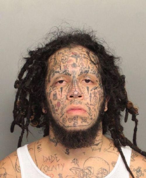 Tattoos all over the face