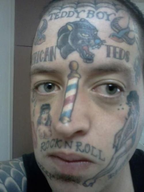Tattoos all over the face