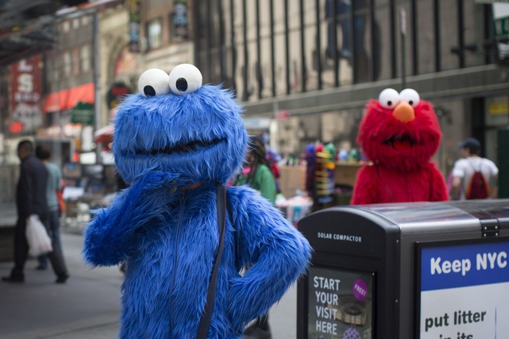 Cookie Monster and Elmo Posing 