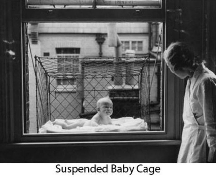 Suspended baby cage