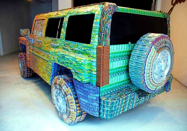 Discarded Lottery Tickets Turned Into Extravagant Items 